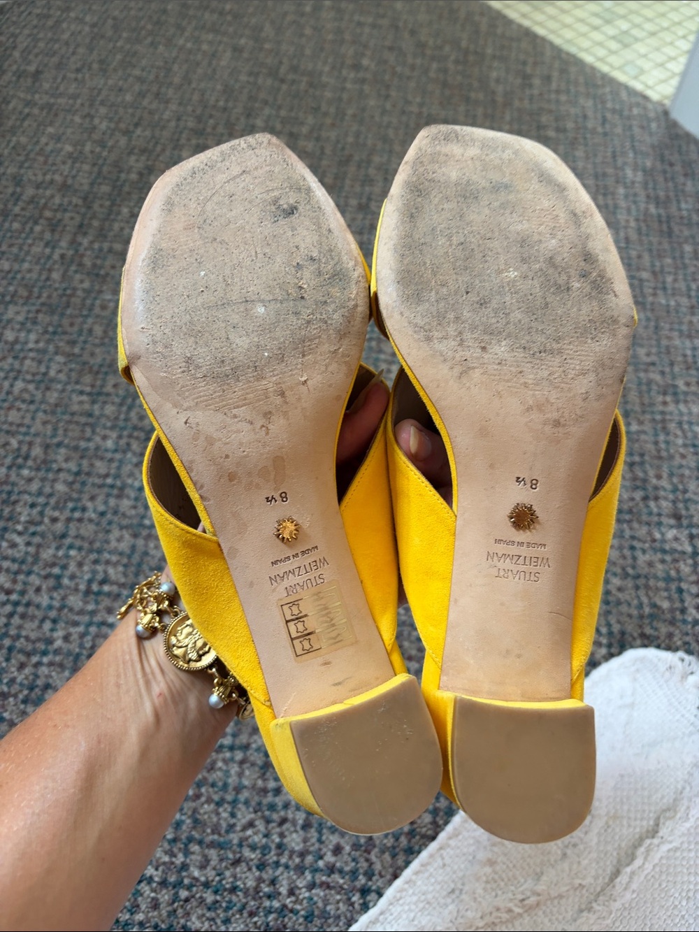 Stuart Weitzman ALETHA 50 SUNFLOWER YELLOW Sandal size 8.5 - Picture 6 of 7